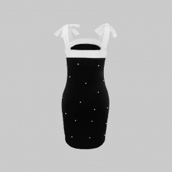 French Bow Sleeveless Dress Women's Clothing 2025 Summer New Cross-Border Petite Round Neck Waist Midi Skirt