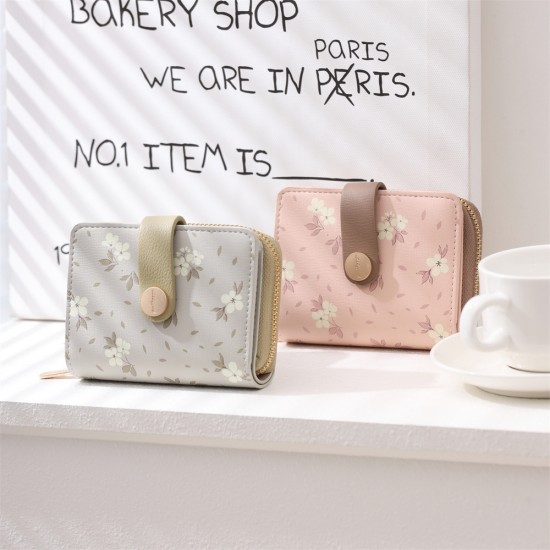 Cross-border Korean-style fashionable printed zippered accordion multi-card slot student wallet, women's wallet, ready for wholesale.