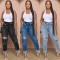 Factory direct 2025 new cross-border ripped high-waisted jeans for women, slim-fitting skinny jeans in stock.