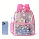 Best-selling printed transparent backpack, waterproof PVC storage bag, student backpack, large-capacity transparent backpack