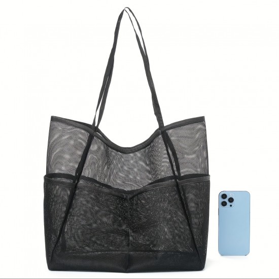 Amazon mesh single-shoulder tote bag, men's and women's beach bag, toiletry and swimwear storage bag Amazon mesh single-shoulder tote bag, men's and women's beach bag, toiletry and swimwear storage bag