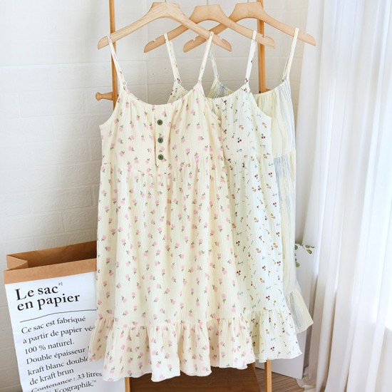 Summer women's cotton double-layer gauze shorts and pullover, thin, Japanese-style loungewear, soft, two-piece set.
