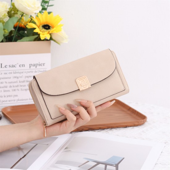 Lianbu New Cross-Border Wallet, Long Solid Color, Stylish and Simple PU Multifunctional Large-Capacity Clutch, In Stock