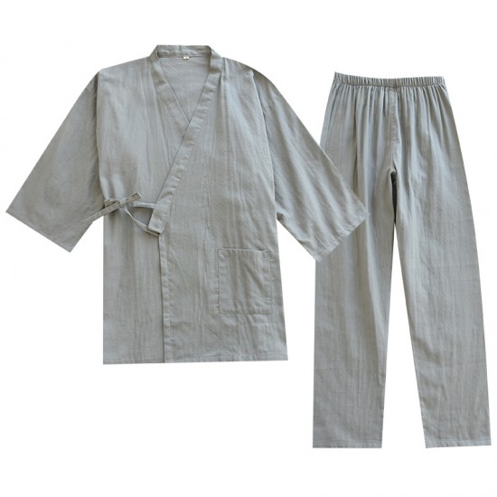 Wholesale men's double-layer gauze kimono pajamas, Japanese-style steaming loungewear, sweat-wicking and breathable loungewear. Wholesale men's double-layer gauze kimono pajamas, Japanese-style steaming loungewear, sweat-wicking and breathable loungewear.