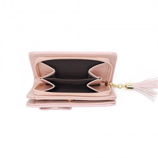 Cross-border Taobao bestseller, women's short wallet, foldable, fresh bow, kitten pendant, student wallet in stock