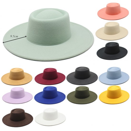 New cross-border autumn and winter woolen 9.5cm wide-brim jazz hat for men and women, with a convex and concave ring-shaped top hat New cross-border autumn and winter woolen 9.5cm wide-brim jazz hat for men and women, with a convex and concave ring-shaped top hat