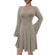 Slightly flared long-sleeved knit dress for women, 2025 autumn and winter French high-end V-neck, waisted A-line short skirt. Slightly flared long-sleeved knit dress for women, 2025 autumn and winter French high-end V-neck, waisted A-line short skirt.
