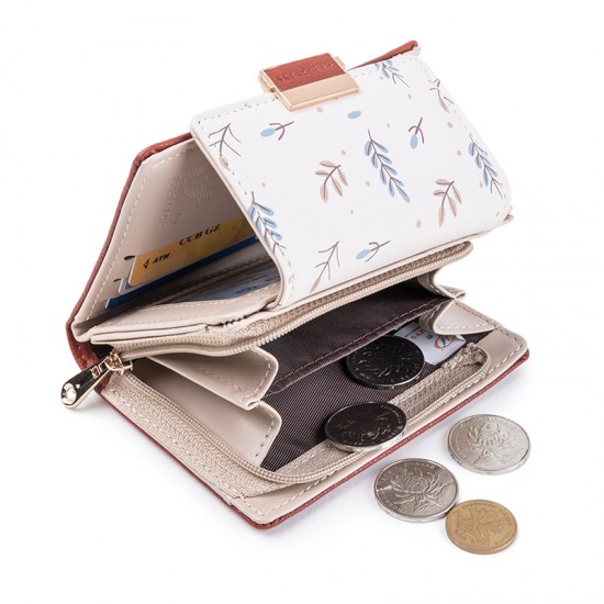 Pruti's new women's short wallet, fresh and stylish colorblock floral print, large capacity, student wallet Pruti's new women's short wallet, fresh and stylish colorblock floral print, large capacity, student wallet