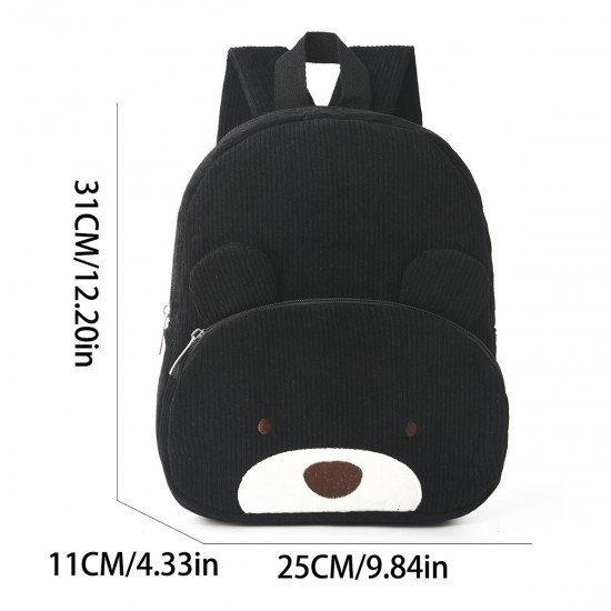 Best-selling cross-border corduroy backpack, student casual cartoon backpack, large capacity, cute bear backpack, plush bag