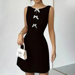 2025 Summer New Bow Vest Women's Dress 2025 Summer New French Elegant Chanel-Style Sleeveless Mini Skirt