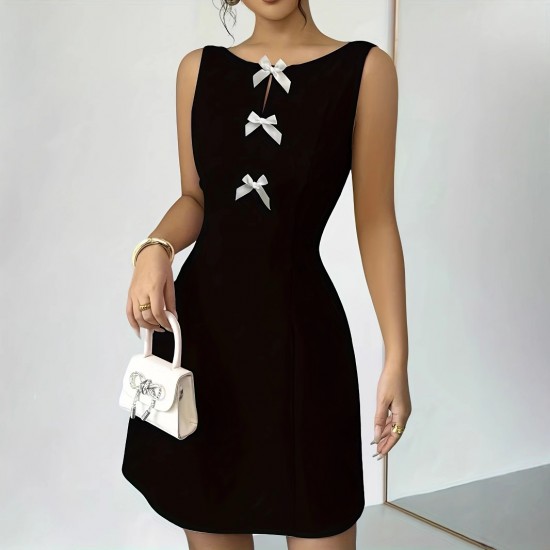 2025 Summer New Bow Vest Women's Dress 2025 Summer New French Elegant Chanel-Style Sleeveless Mini Skirt