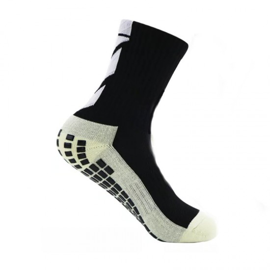 Men's towel-soled rubberized football socks, non-slip training, sweat-wicking, breathable, arrow-shaped sports socks