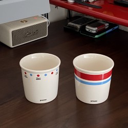 Cute striped blue gaming KT coffee cup, homemade simple cartoon hand-painted ceramic flip-top mug