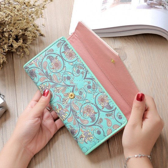 Cross-Border European and American Popular Women's Long Wallet with Retro Print and Fashionable Wallet, Clutch, and Coin Purse Cross-Border European and American Popular Women's Long Wallet with Retro Print and Fashionable Wallet, Clutch, and Coin Purse