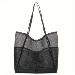 Amazon mesh single-shoulder tote bag, men's and women's beach bag, toiletry and swimwear storage bag