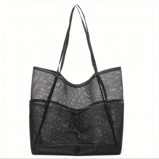 Amazon mesh single-shoulder tote bag, men's and women's beach bag, toiletry and swimwear storage bag Amazon mesh single-shoulder tote bag, men's and women's beach bag, toiletry and swimwear storage bag