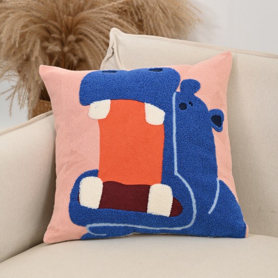 Nordic ins animal embroidery living room sofa cushion, cute model room headboard backrest pillow cover Nordic ins animal embroidery living room sofa cushion, cute model room headboard backrest pillow cover