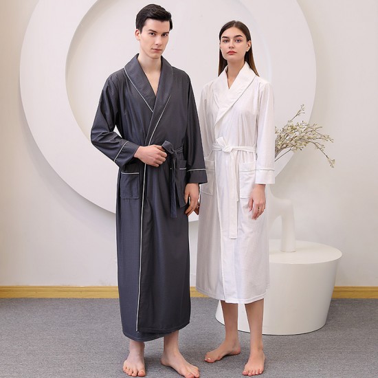 Summer thin satin bathrobe absorbent quick-drying couple's robe, extra long and plus-size for men, spring and autumn