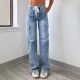 Factory direct sales of 2025 new straight-leg jeans for women, American casual, lace-up, multi-pocket functional work pants, in stock.