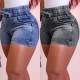 Slimming factory direct sales, 2025 spring/summer new slim-fit denim shorts for women, high-waisted, elastic waistband, and tie-dye hot pants