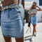 2023 European and American Summer New Women's Denim Skirts: Amazon's Hot-Selling Flower Bud Elastic Waist Tight Hip Skirt