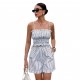 Cross-border European and American women's clothing: 2025 spring/summer stylish striped short top and bottom set.