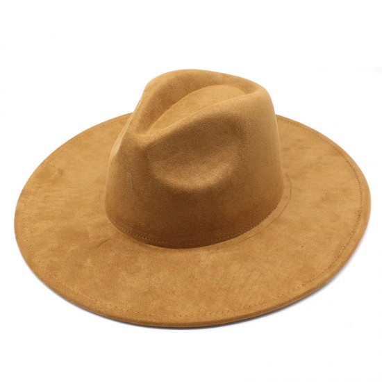 New European and American 9.5cm wide-brim suede topper, stylish and simple topper, heart-shaped wide-brim jazz hat New European and American 9.5cm wide-brim suede topper, stylish and simple topper, heart-shaped wide-brim jazz hat