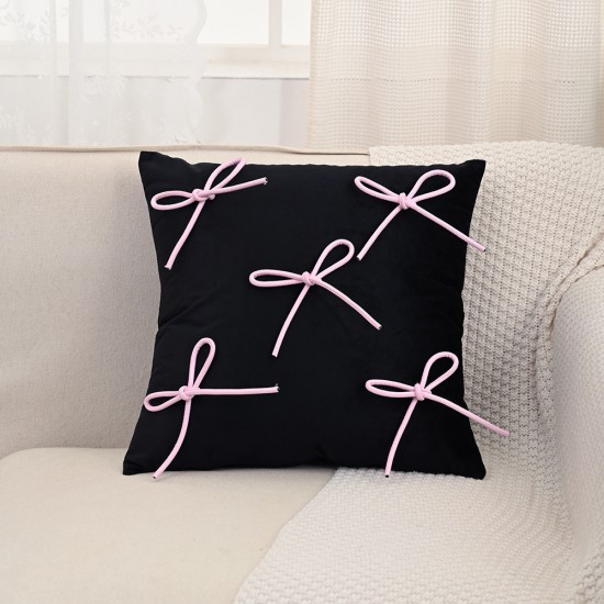 Black and white bow wabi-sabi modern minimalist luxury pillow, influencer homestay bedroom cushion, bay window sofa cushion cover Black and white bow wabi-sabi modern minimalist luxury pillow, influencer homestay bedroom cushion, bay window sofa cushion cover