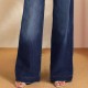Foreign Trade Wholesale European and American Women's 2025 Spring New Lace-Up Stretch Jeans, Straight-Leg, Elegant Wide-Leg Pants