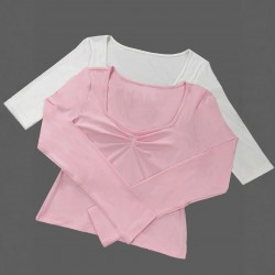 European and American cross-border women's clothing: New summer sexy, stylish, slim-fitting, navel-baring solid color long-sleeved top, T-shirt for women.