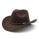 New American Western cowboy hat, men's riding hat, outdoor travel equestrian hat, curved brim woolen hat.