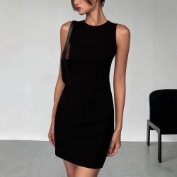 Cross-border women's short skirt V-neck pink and black bow-embellished slim-waisted dress with puffy buds