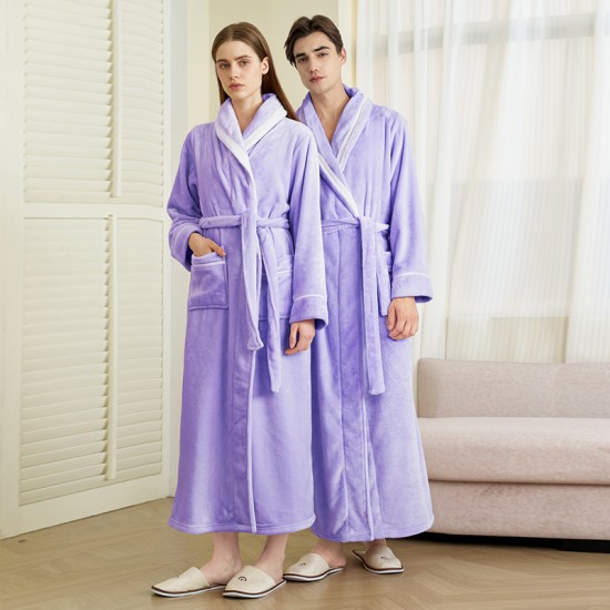 Autumn and winter double-sided velvet couple's robes, plus-size men's bathrobes, thickened and long women's bathrobes.