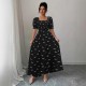 New cross-border short-sleeved bow-knot maxi dress, slim waist, printed European and American short-sleeved bow dress. New cross-border short-sleeved bow-knot maxi dress, slim waist, printed European and American short-sleeved bow dress.