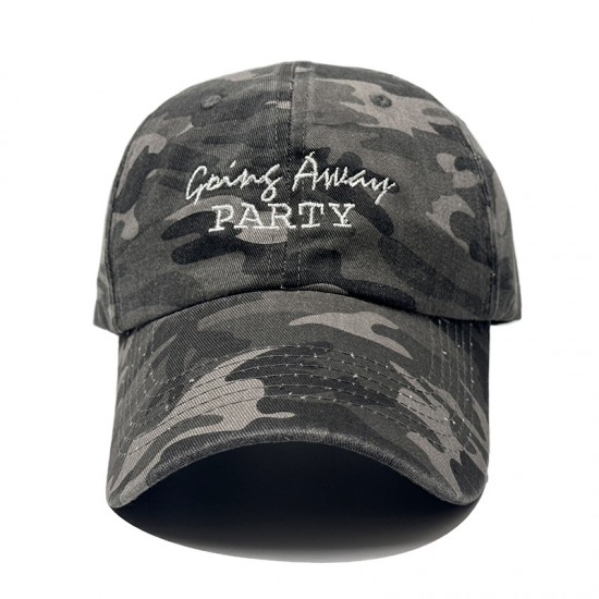 Cross-border PARTY lettered camouflage baseball caps, men's and women's streetwear caps, trendy outdoor hats, fashionable casual sun hats.