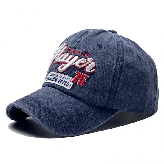Cross-border new face-enhancing denim baseball hats for women, vintage washed and distressed sun protection embroidered baseball hats for men