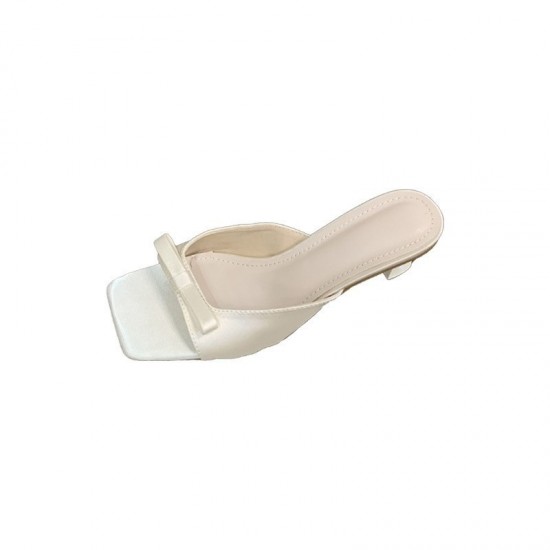 Open-toe satin soft block heel sandals, 2025 summer new French bow sandals Open-toe satin soft block heel sandals, 2025 summer new French bow sandals