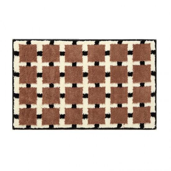 Checkerboard absorbent bathroom floor mats, non-slip bathroom entrance mats, and flocked bedroom entrance floor mats.