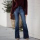 Factory direct sales: 2025 European and American cross-border foreign trade women's jeans, fashionable slim-fit stretch, raw-edge, high-waisted flared pants Factory direct sales: 2025 European and American cross-border foreign trade women's jeans, fashionable slim-fit stretch, raw-edge, high-waisted flared pants
