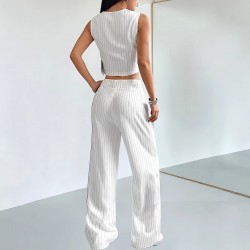 2025 foreign trade style design, complete with stylish and elegant white striped vest and professional suit pants.
