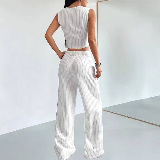 2025 foreign trade style design, complete with stylish and elegant white striped vest and professional suit pants. 2025 foreign trade style design, complete with stylish and elegant white striped vest and professional suit pants.