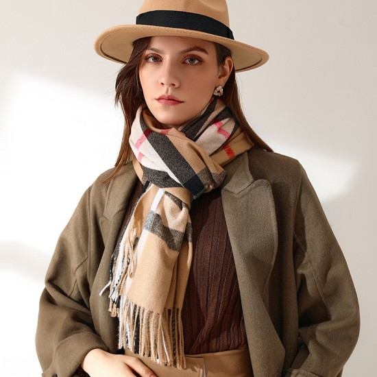 Plaid scarves for women, 2025 Fall/Winter imitation cashmere scarves, mid-length warm scarves, and shawls, sweet Japanese and Korean scarves wholesale Plaid scarves for women, 2025 Fall/Winter imitation cashmere scarves, mid-length warm scarves, and shawls, sweet Japanese and Korean scarves wholesale