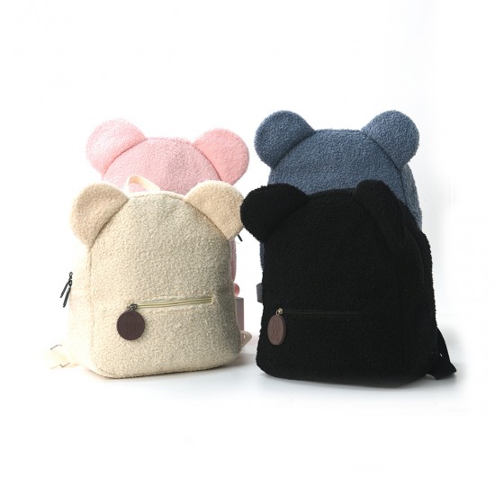 Foreign trade plush backpack, 2025 new, popular, stylish and casual, bear ear backpack, cartoon children's backpack