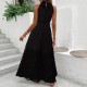 2025 new European and American elegant halter neck sleeveless dress with adjustable lace belt and waist.