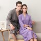 Year-End Thin Summer Waffle Bathrobe for Women Simple V-Neck Three-Quarter Sleeve Absorbent Couple's Nightgown for Spring and Autumn
