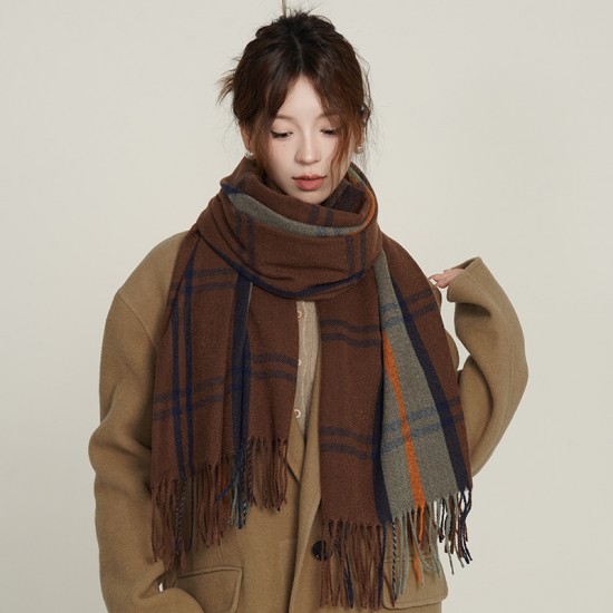 2025 New Women's High-end Faux Cashmere Versatile Neck Scarf, Autumn and Winter Warmth, Cross-border Elegant Plaid Shawl 2025 New Women's High-end Faux Cashmere Versatile Neck Scarf, Autumn and Winter Warmth, Cross-border Elegant Plaid Shawl