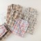 Spring and summer women's padded pajamas, pure cotton double-layer gauze long-sleeved trousers, soft bra-free loungewear set.