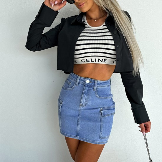2024 wish European and American women's half-length denim skirt, cross-border foreign trade Amazon new American sexy work skirt