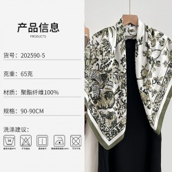 French elegant spring and autumn retro, niche, floral print square scarves, trendy, high-end, sun-protective shawls