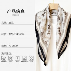 Japanese and Korean simple, repetitive, creative horse print square scarves for spring and summer, stylish, thin, elegant square scarves for daily commuting